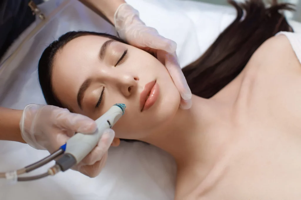 Girl getting hydrafacial treatment at The Space Aesthetics in San Mateo, CA