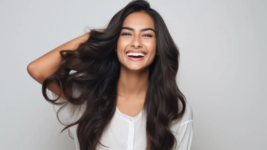 A gorgeous Girl with smiling face and beautiful hair after Oxygen Facial in San Mateo