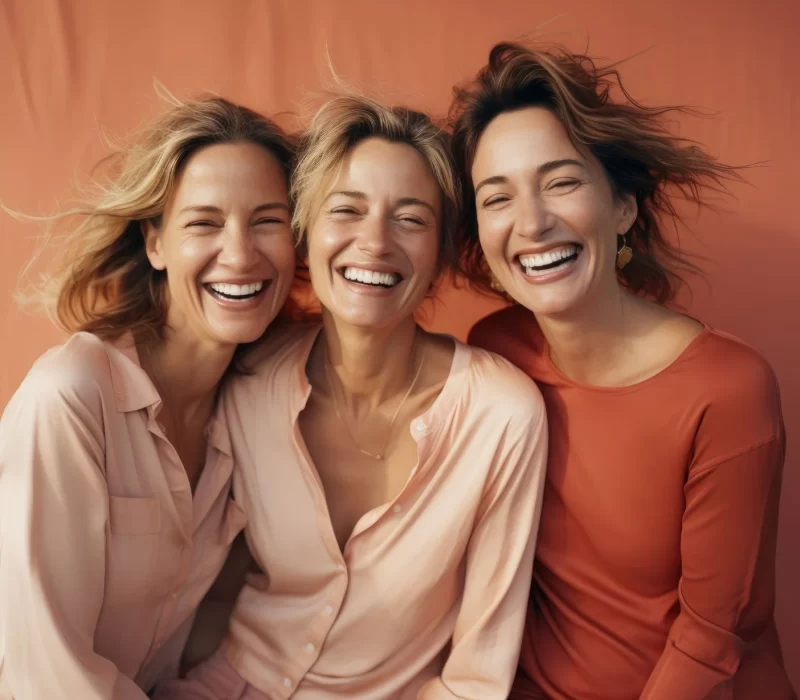 Group of three girls smiling after wellness consultation in San Mateo at The Space Medical Spa